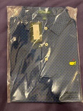 2026 Masters Tournament Peter Millar Blue Logos Golf Polo Men's Large NWT